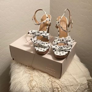 Lauren Conrad- Double Bow Polka Dot Cork Platform Women Shoes